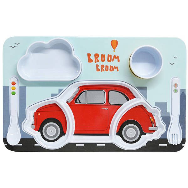 FIAT Nuova 500 Kids Lunch Plate Set(Red)