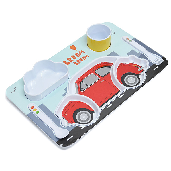 FIAT Nuova 500 Kids Lunch Plate Set(Red)