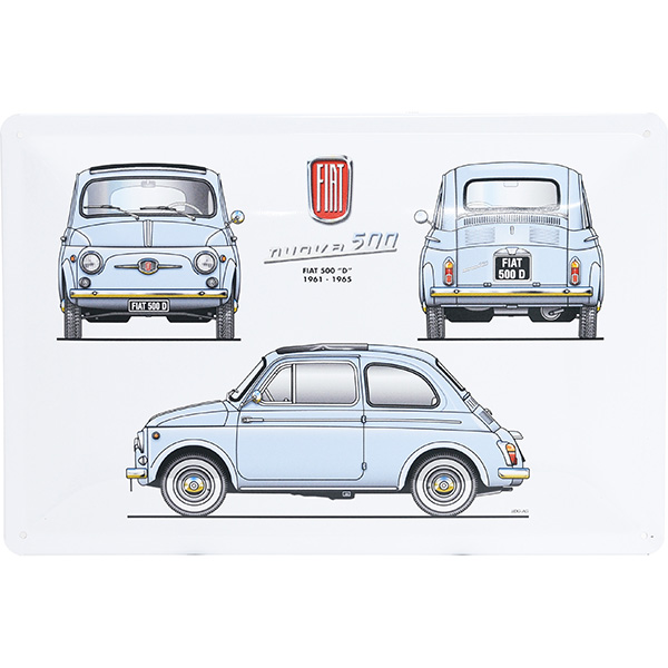 FIAT Nuova 500D Metal Plate(Blue)