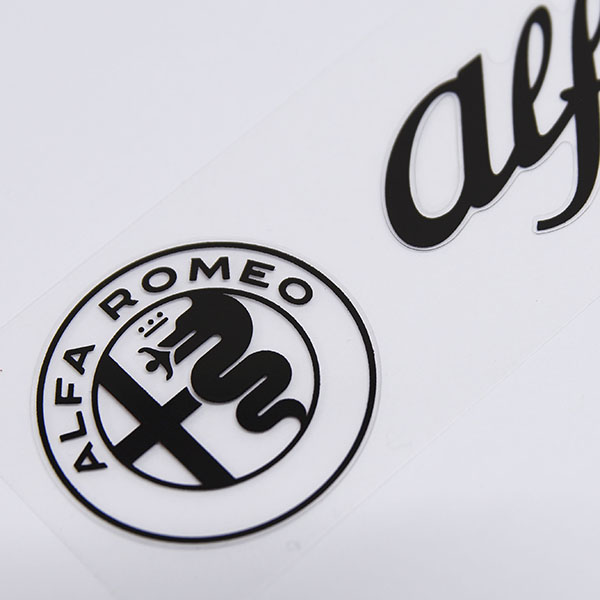 Alfa Romeo Logo & New Emblem Sticker(Black/Die Cut/260mm)