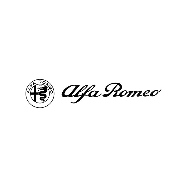 Alfa Romeoロゴ& Newエンブレムステッカー(ブラック/切り文字タイプ/120mm)