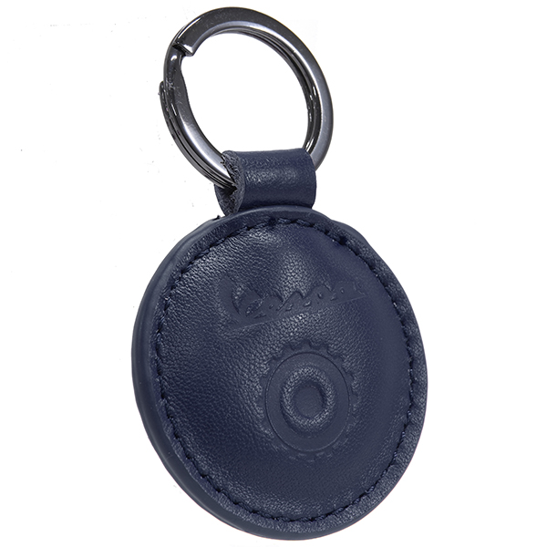 Vespa Official Leather Keyring-OPEN/Dark Blue-