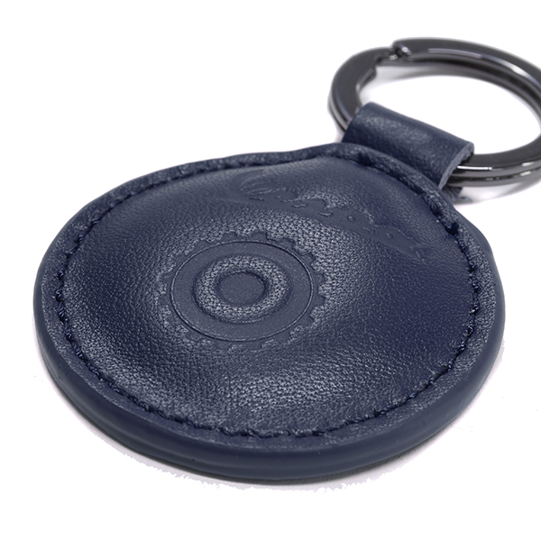 Vespa Official Leather Keyring-OPEN/Dark Blue-