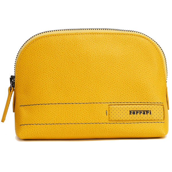 Ferrari Genuine GT Leather Beauty Pouch(yellow)