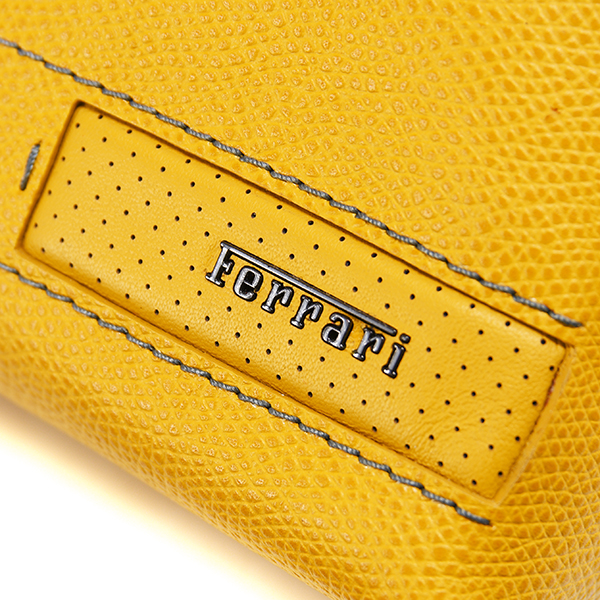 Ferrari Genuine GT Leather Beauty Pouch(yellow)