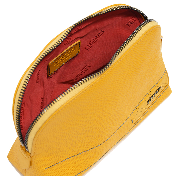 Ferrari Genuine GT Leather Beauty Pouch(yellow)