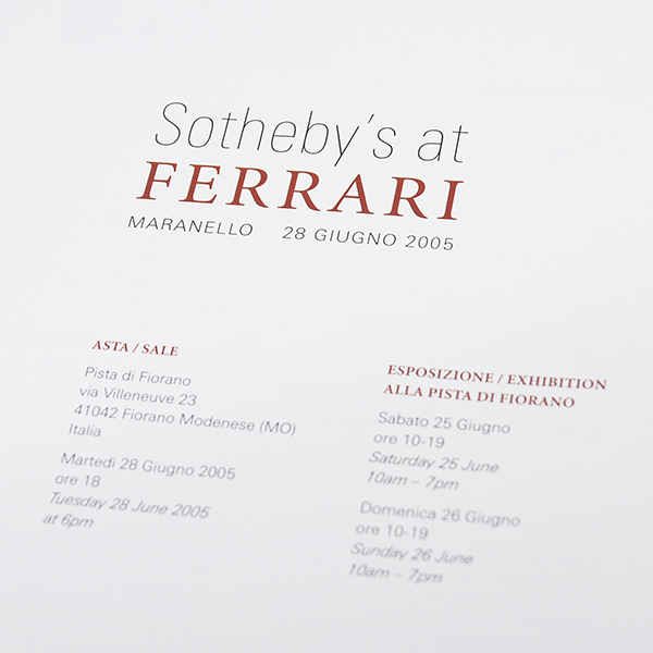 Ferrari-Sotheby's Auctions 2005 Catalogue & Pass Set