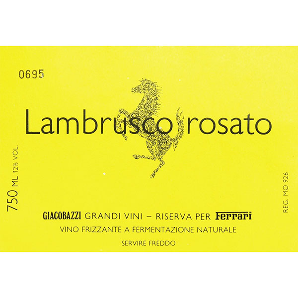 GIACOBAZZI Wine Label for Ferrari & G.Villeneuve