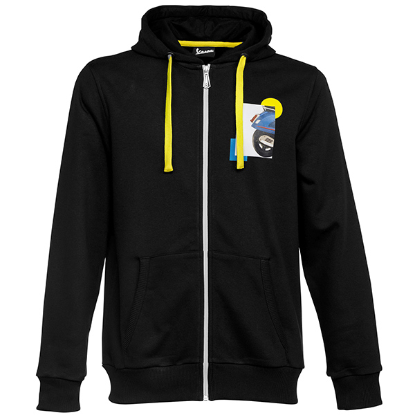 Vespa Official Zip Up Hoodie-Heritage-(Black)