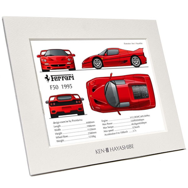 Ferrari F50 Specs Illustration by Kenichi Hayashibe