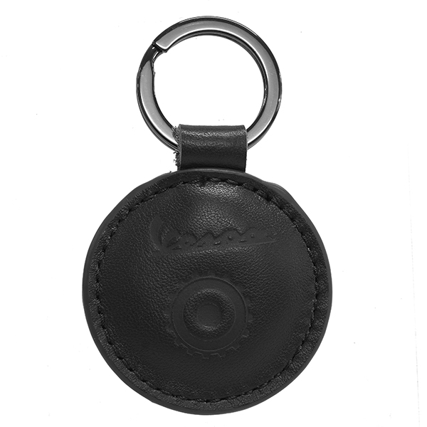 Vespa Official Leather Keyring-OPEN-(Black)