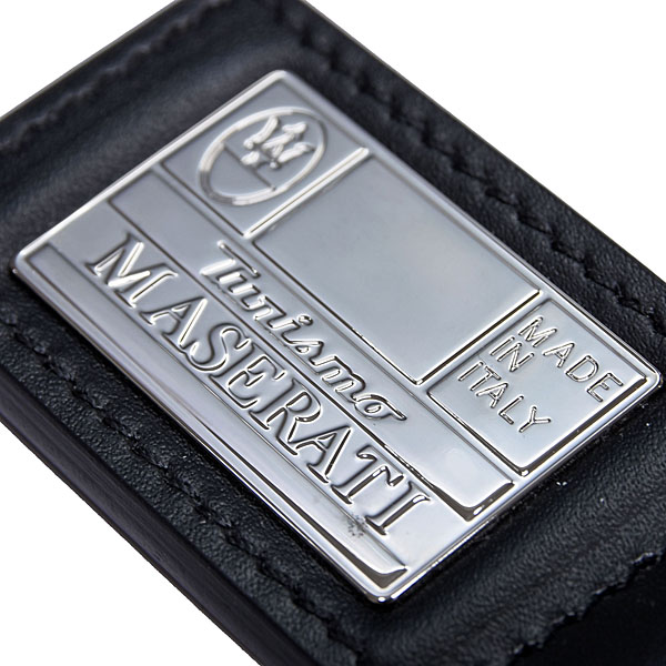 MASERATI Leather & Silver Plate Keyring 