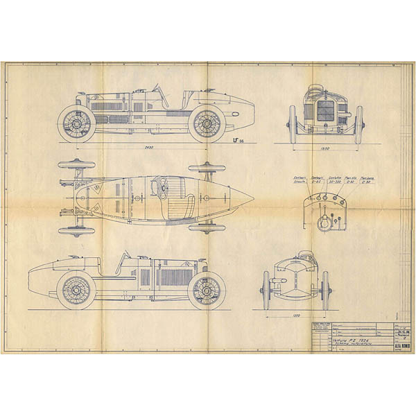 Alfa Romeo P2 1924 Blue Drawing Print