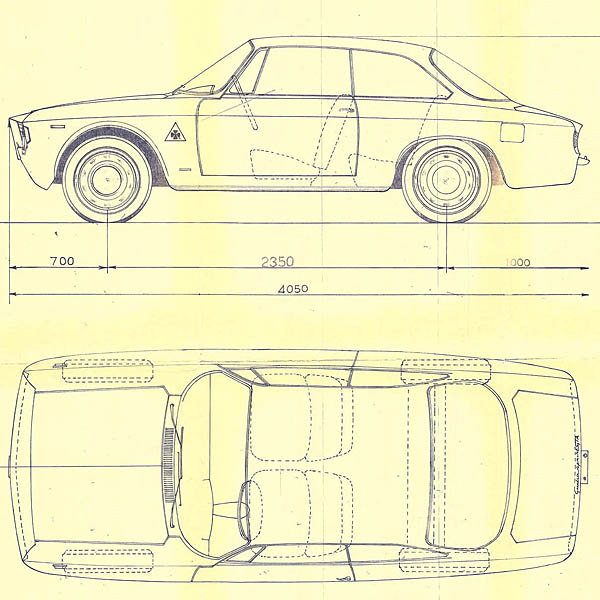 Alfa Romeo Giulia Sprint GTA Blue Drawing Print