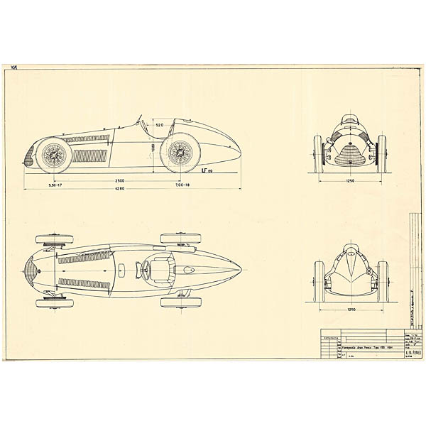 Alfa Romeo Monoposto Gran Premio Tipo 159 1951 Blue Drawing Print