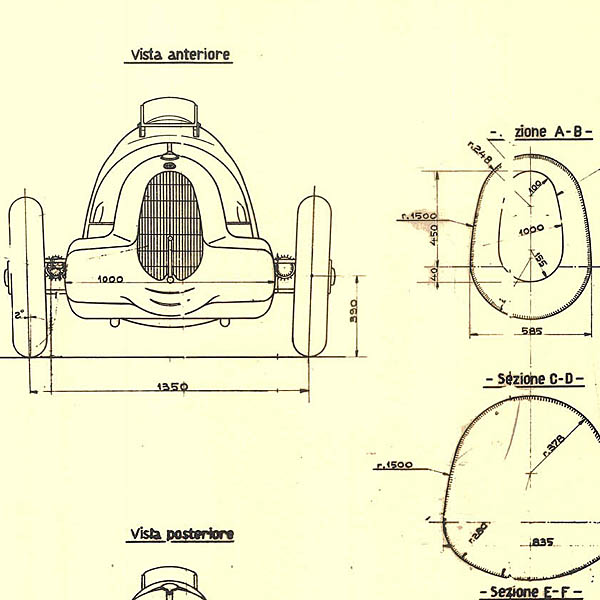 Alfa Romeo TIPO C Blue Drawing Print