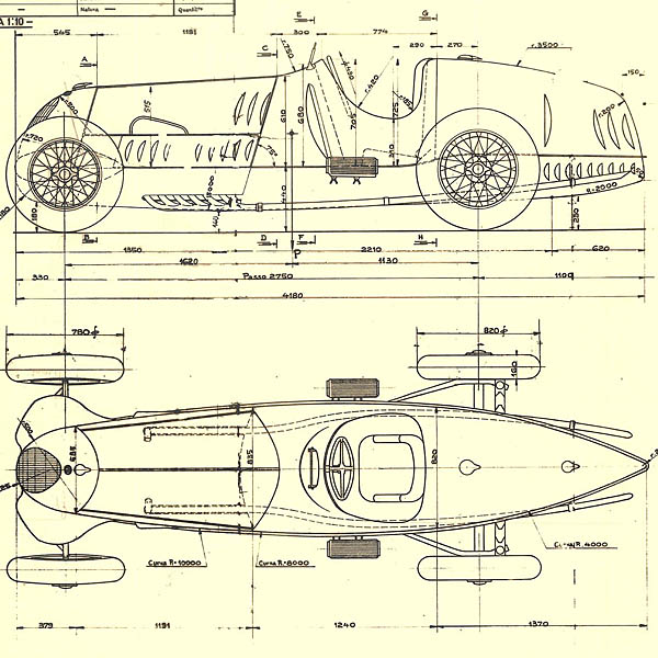 Alfa Romeo TIPO C Blue Drawing Print