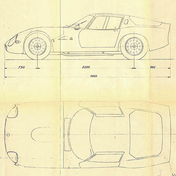 Alfa Romeo Giulia TZ2 1966 Blue Drawing Print