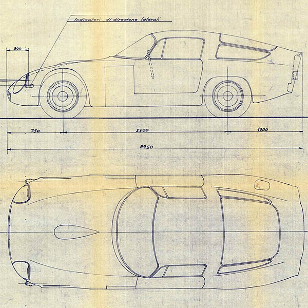 Alfa Romeo Giulia TZ 1963 Blue Drawing Print