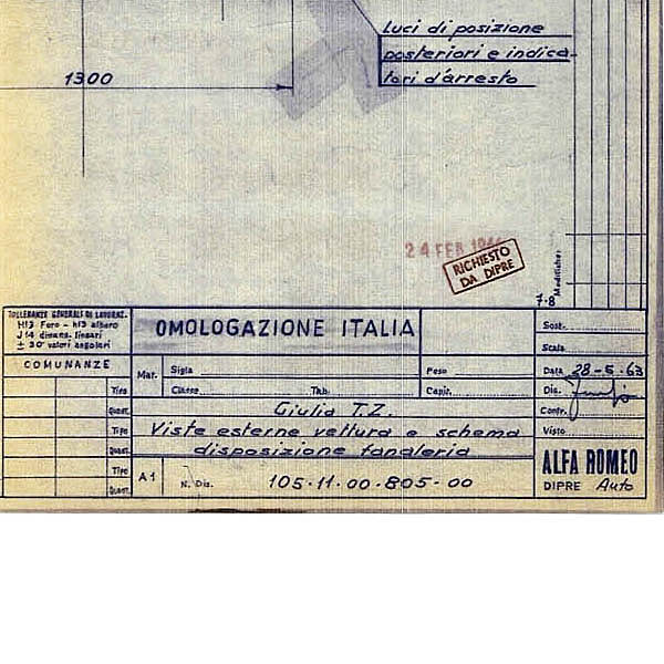 Alfa Romeo Giulia TZ 1963 Blue Drawing Print