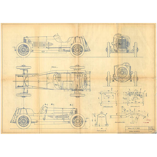 Alfa Romeo RL T.F. 1924 Blue Drawing Print