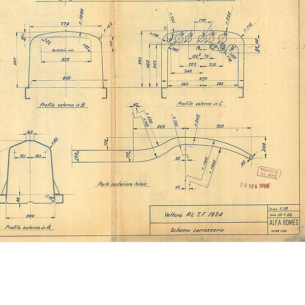 Alfa Romeo RL T.F. 1924 Blue Drawing Print