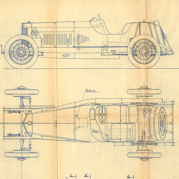 Alfa Romeo RL T.F. 1924 Blue Drawing Print