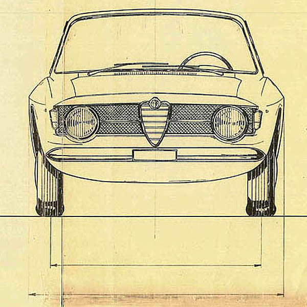 Alfa Romeo GT1300 junior 1966 Blue Drawing Print