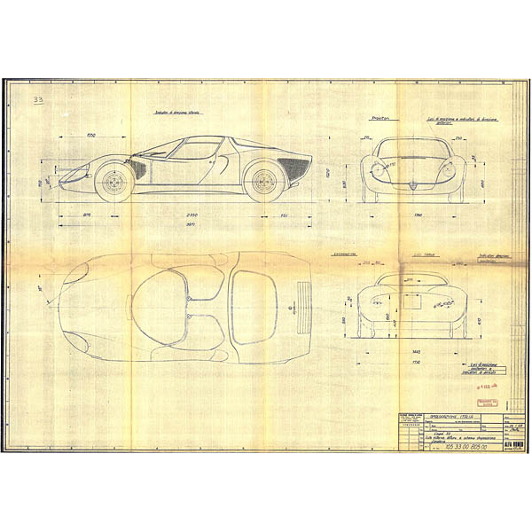 Alfa Romeo Coupe 33 Blue Drawing Print