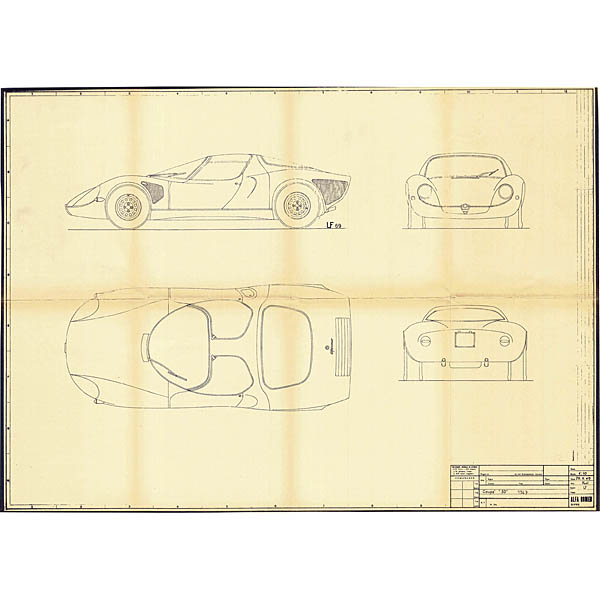 Alfa Romeo Coupe 33 1967 Blue Drawing Print