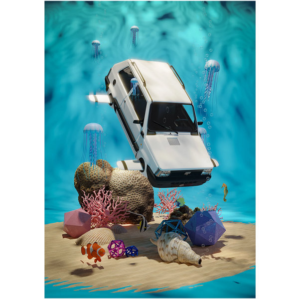 Garage Italia Official FIAT PANDA Poster(IN THE SEA)