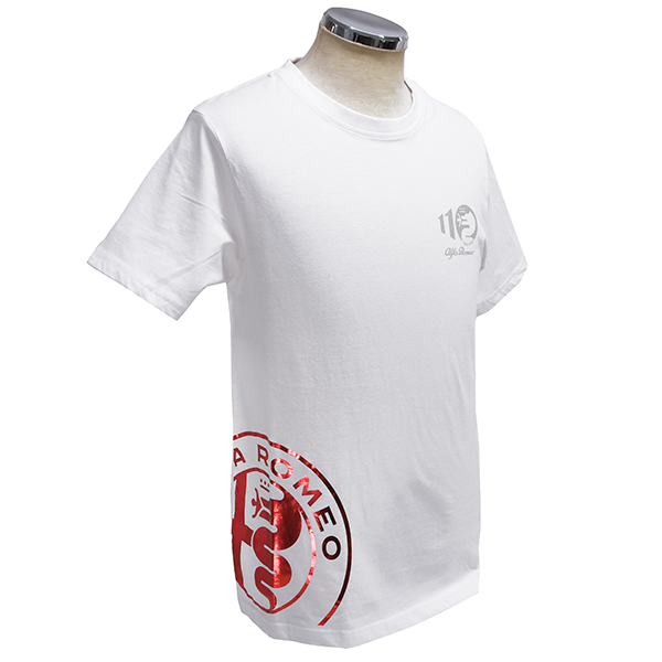 Alfa Romeo Official 110th Anniversary Foil Stamping Emblem T-shirts (White)