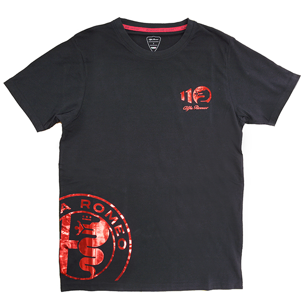 Alfa Romeo Official 110th Anniversary Foil Stamping Emblem T-shirts (Black)