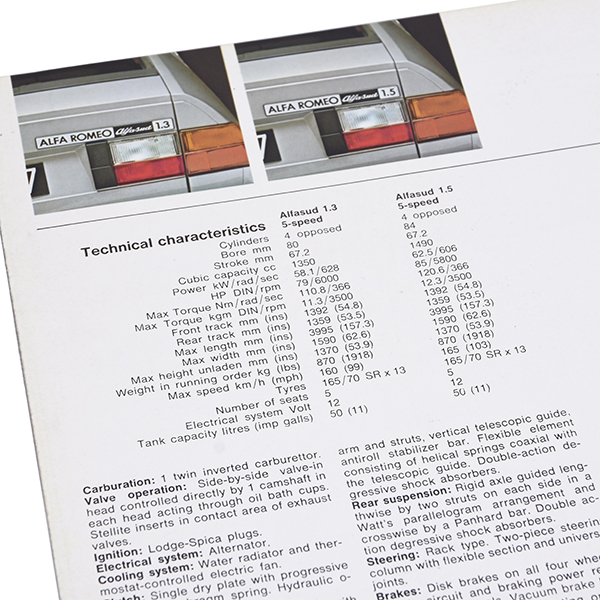 Alfa Romeo Alfasud Leaflet