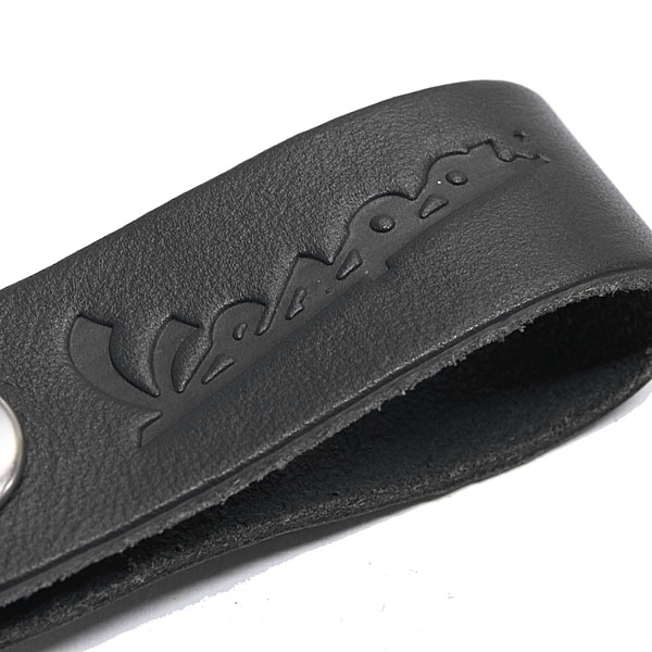 BLACK LEATHER KEYCHAIN LOOP VESPA MOTORSPORT