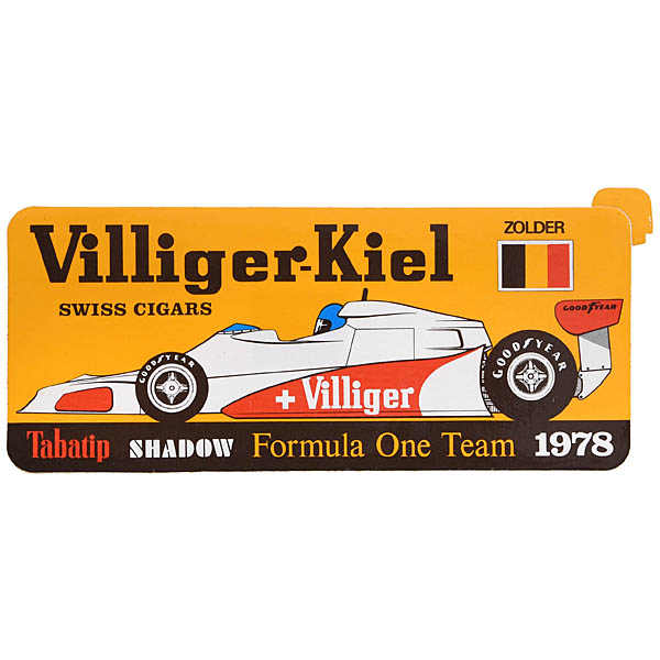 VILLIGER TABATIP SHADOW DN9 F1 TEAM ZOLDER GP 1978 Original Sticker