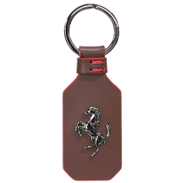Ferrari Official Leather Base Cavallino Keyring (Brown)