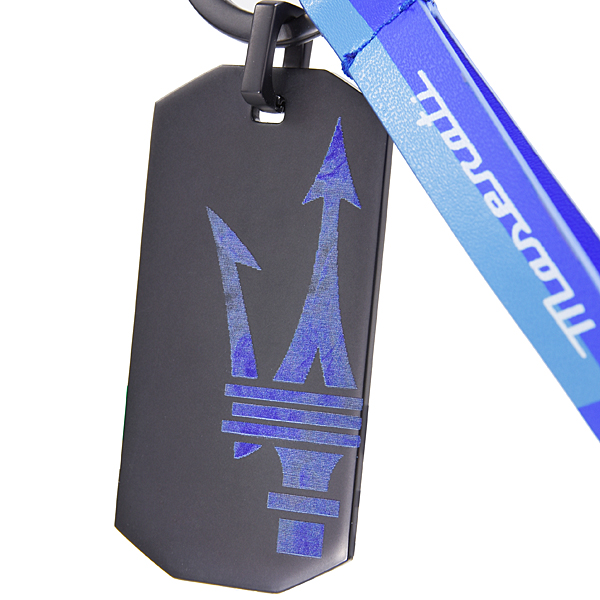 MASERATI Genuine Tag & Blue Leather Libbon Keyring