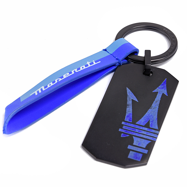 MASERATI Genuine Tag & Blue Leather Libbon Keyring