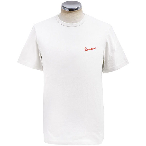 Vespa Official T-Shirts -PRIMAVERA-(White/Orange Logo)