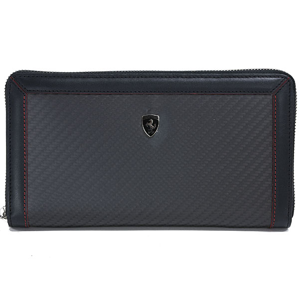 Ferrari Genuine Carbon Long Wallet(Round Zip)