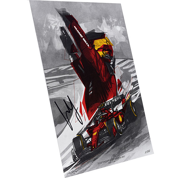 Scuderia Ferrari 2023 Singapore GP Carlos Sainz autographed illustration