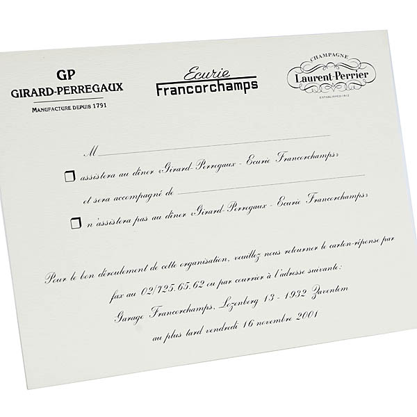 Ferrari Francorchamps Invitation Card