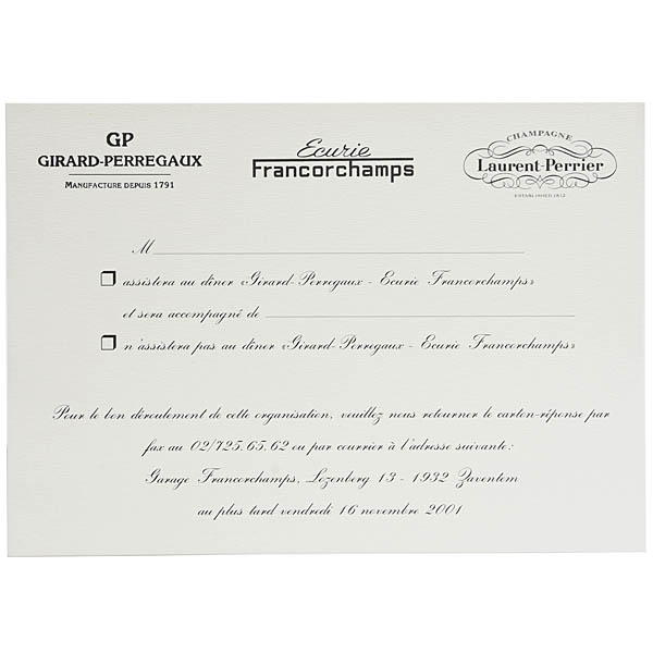Ferrari Francorchamps Invitation Card