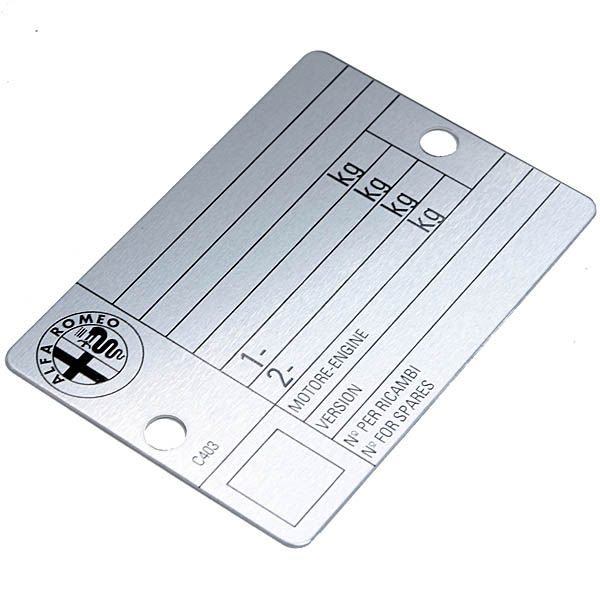 Alfa Romeo Official GTV/Spider Chassis Plate