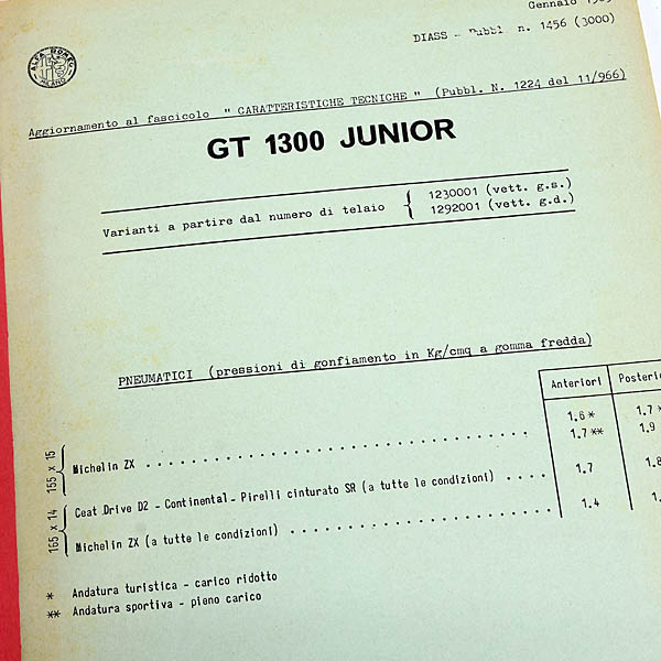 Alfa Romeo Giulia1300GT Junior Technical Manual
