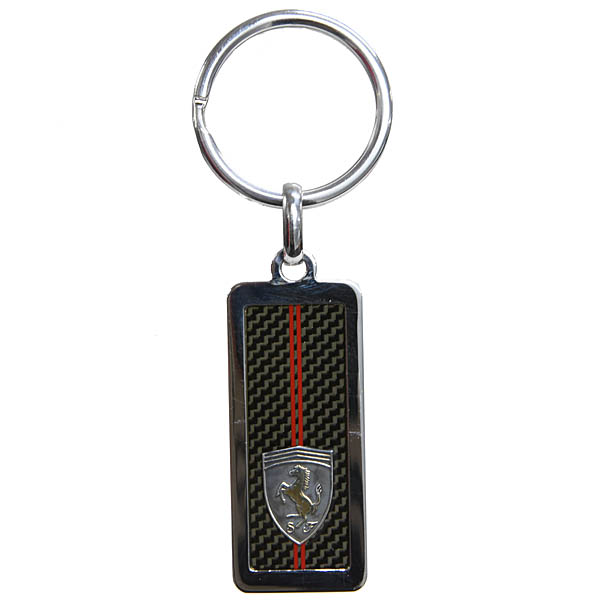 Ferrari Official Carbon Silver Keyring