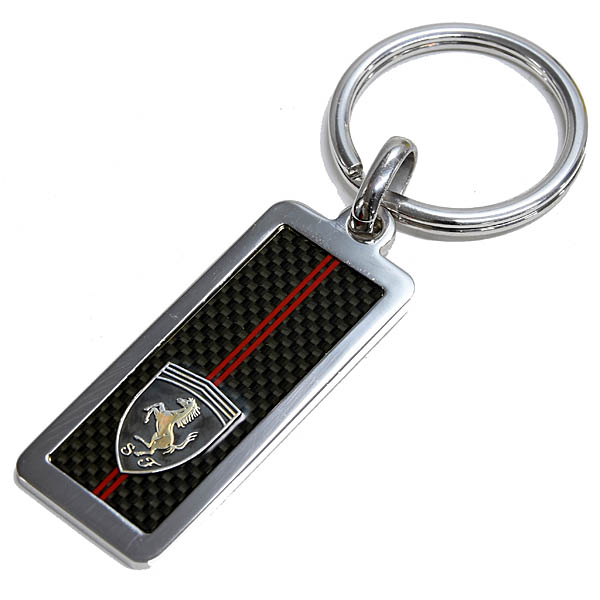 Ferrari Official Carbon Silver Keyring