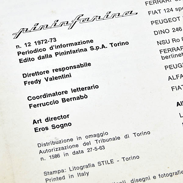 Pininfarina n.12 1972-1973 Yearbook ����