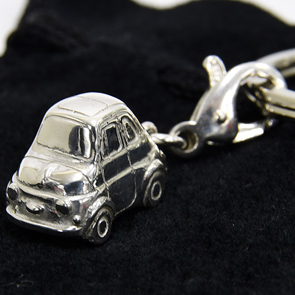 FIAT 500 Sterling Silver Keyring